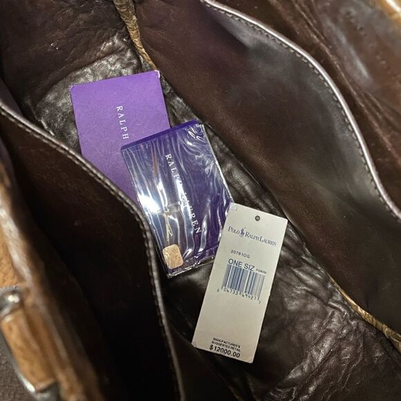 Ralph Lauren Collection Made in Italy Brown Alligator Soft Side Hobo Hand Bag - Picture 9 of 16